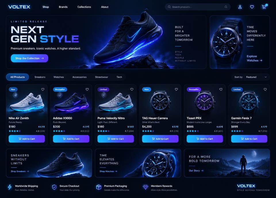 Dark e-commerce store project preview