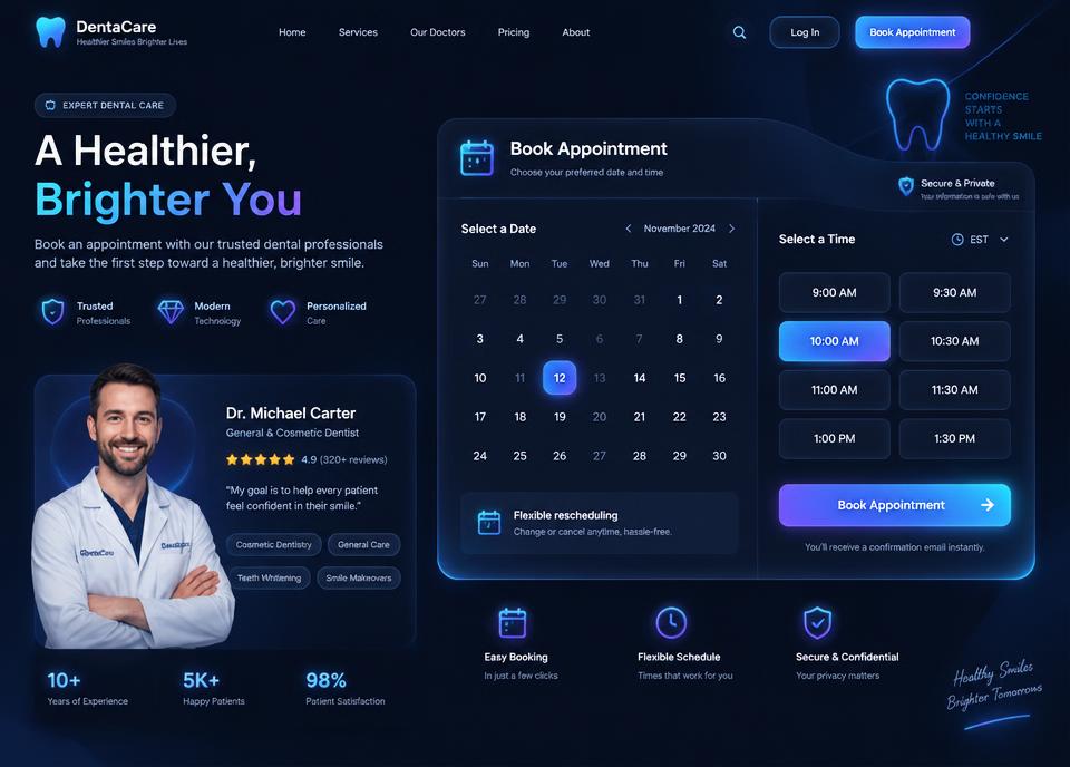 Online appointment booking website project preview